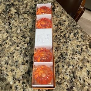 WILLIAMS SONOMA PUMPKIN CANDLE HOLDERS (Set of 4) IN BOX